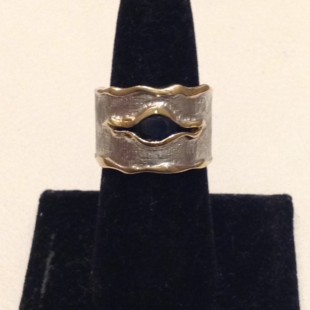 Ring Sterling & 14K with Tanzanite sz 7 NEW